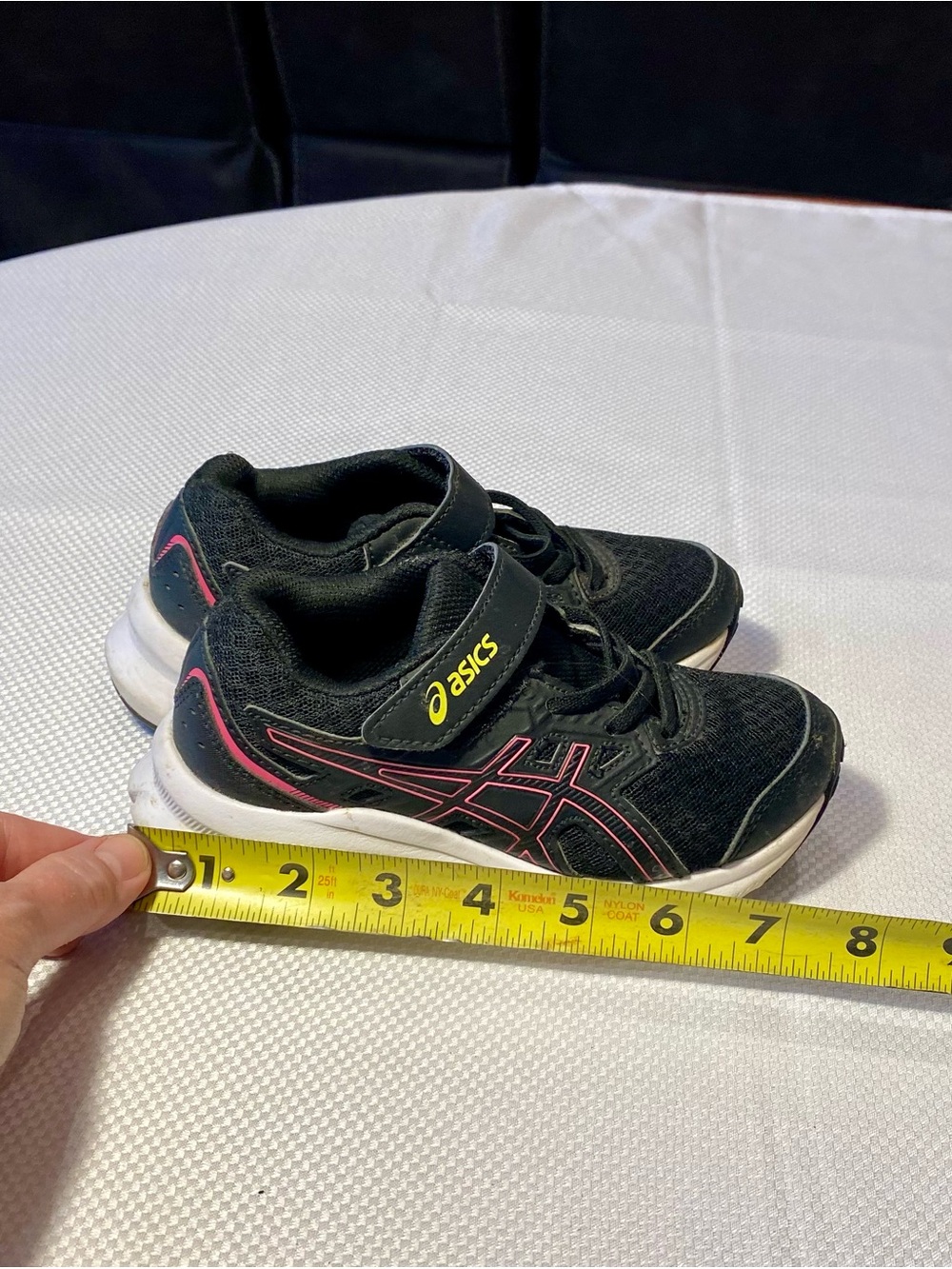 Asics Black and Pink Kids' Velcro Sneakers